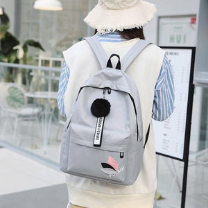 Canvas School Backpack Grey