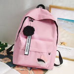 Canvas School Backpack Pink 