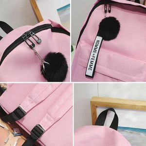 Canvas School Backpack Pink 