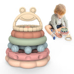 6-in-1 Silicone Baby Teether & Stacking Toy Set – Safe & Non-Toxic Grip Toy for Infants & Toddlers