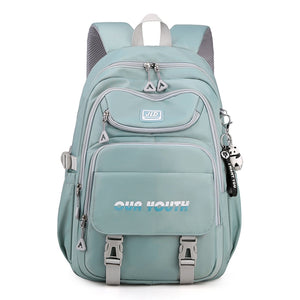 School Backpack JLD Green Anti-Theft Nylon