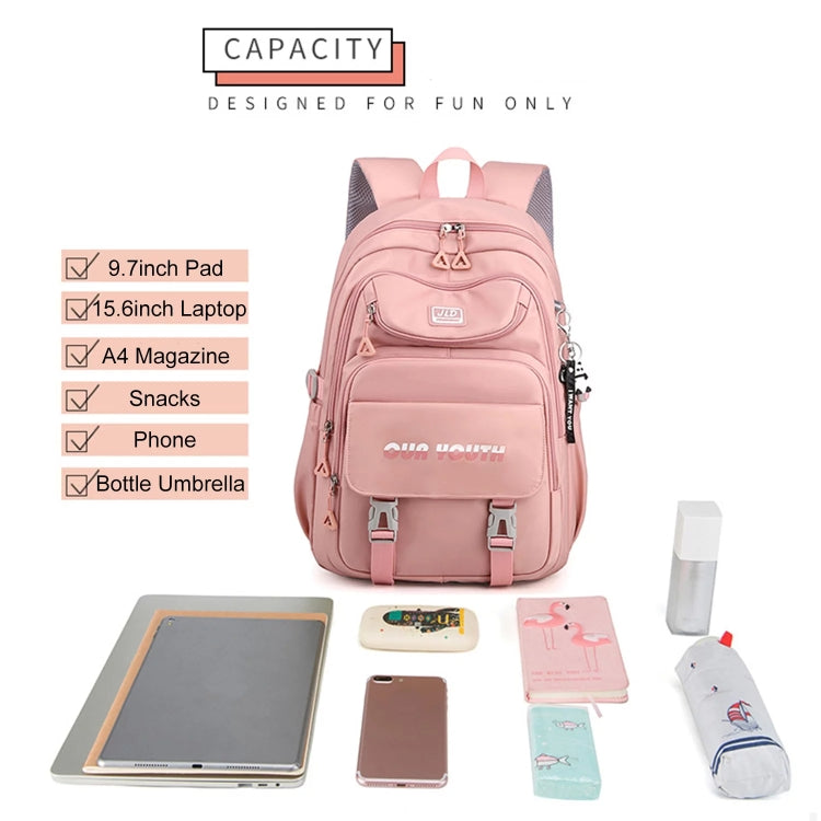 School Backpack JLD Soft Pink Anti-Theft Nylon