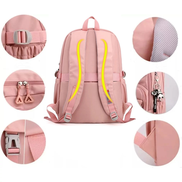 School Backpack JLD Soft Pink Anti-Theft Nylon