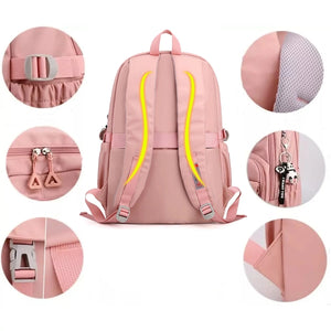 School Backpack JLD Soft Pink Anti-Theft Nylon