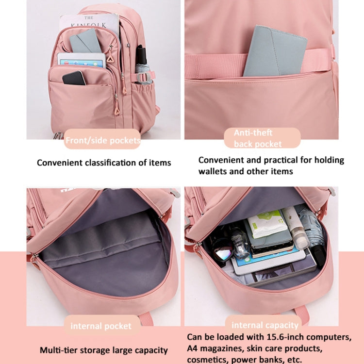 School Backpack JLD Soft Pink Anti-Theft Nylon