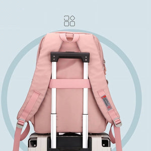 School Backpack JLD Soft Pink Anti-Theft Nylon
