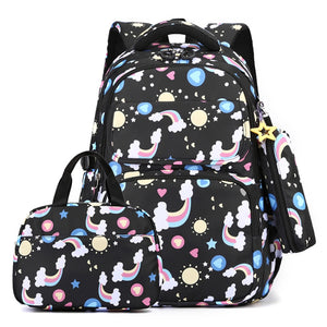3-in-1 Black School Backpack Set for Girls