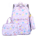 3-in-1 Purple School Backpack Set for Girls 
