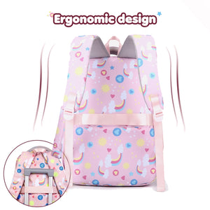 3-in-1 Purple School Backpack Set for Girls 