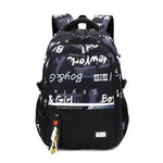 School Backpack for Teens White Gray Letter 
