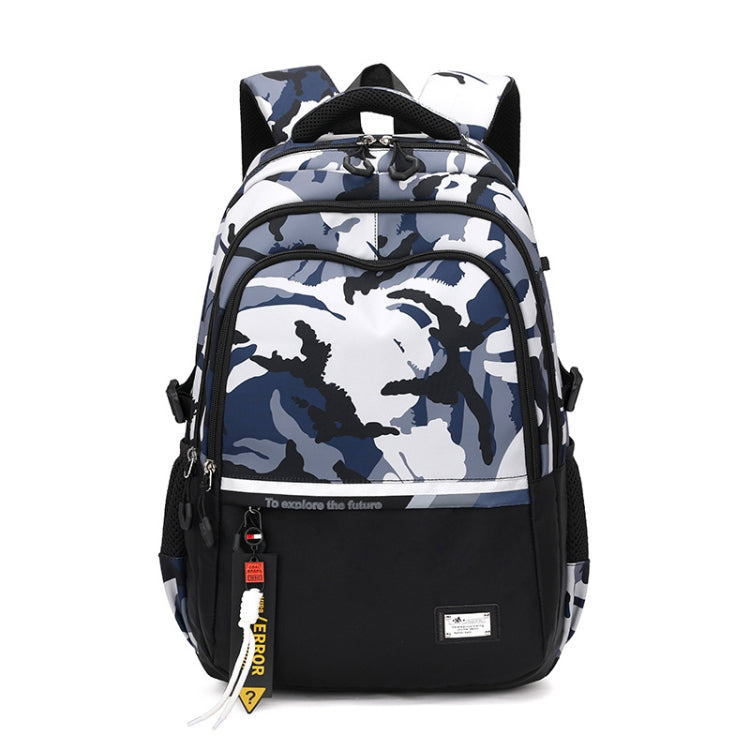School Backpack for Teens Blue Camouflage