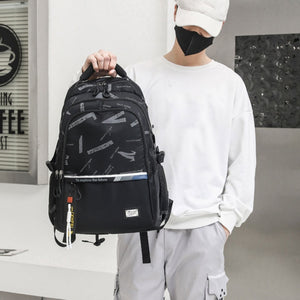 School Backpack for Teens Blue Camouflage