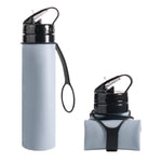 Folding Silicone Water Bottle 600ml Grey 