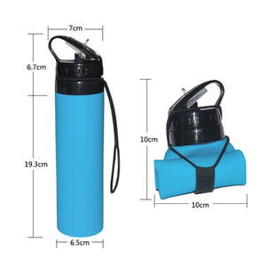 Folding Silicone Water Bottle 600ml Grey 