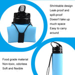 Folding Silicone Water Bottle 600ml Grey 