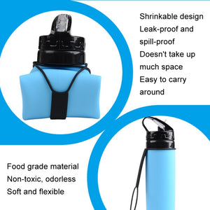 Folding Silicone Water Bottle 600ml Grey 