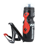 Bike Water Bottle Set 650ml with V-Shaped Cage - BPA-Free, Black