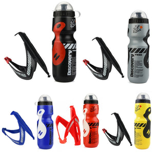 Bike Water Bottle Set 650ml with V-Shaped Cage - BPA-Free, Gray