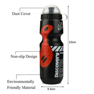 Bike Water Bottle Set 650ml with V-Shaped Cage - BPA-Free, Black