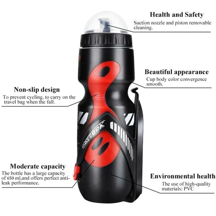 Bike Water Bottle Set 650ml with V-Shaped Cage - BPA-Free, Black