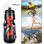 Bike Water Bottle Set 650ml with V-Shaped Cage - BPA-Free, Black
