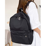 School Backpack for Women Black Nylon 