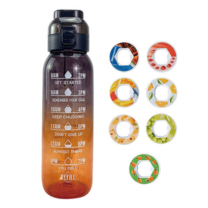 1000ml Tritan Fruity Water Bottle Clear Black