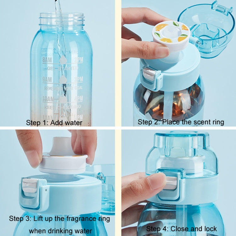 1000ml Tritan Fruity Water Bottle Clear Black