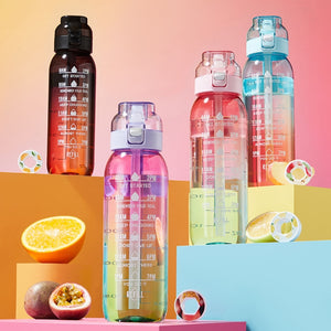 1000ml Tritan Fruity Water Bottle Clear Black