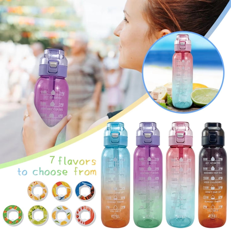 1000ml Tritan Fruity Water Bottle Clear Black