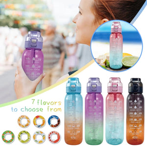 1000ml Tritan Fruity Water Bottle Clear Black
