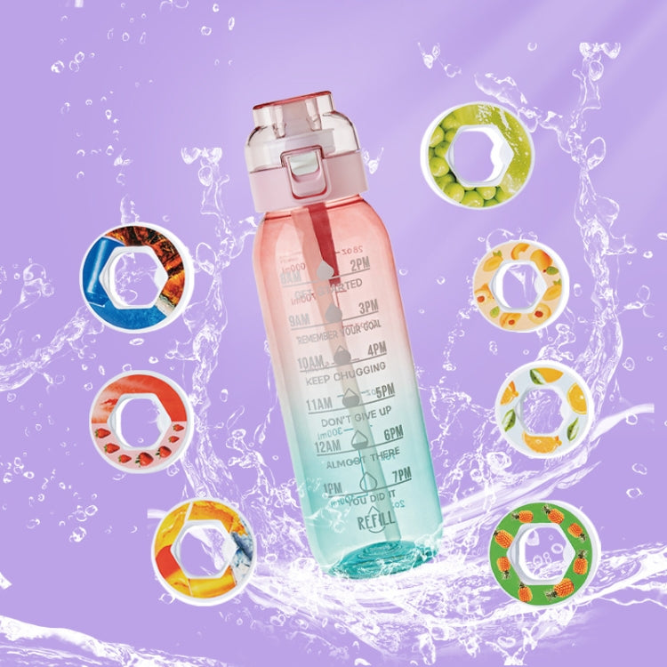 1000ml Tritan Fruity Water Bottle Clear Black