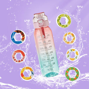 1000ml Tritan Fruity Water Bottle Clear Black