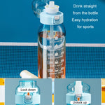 1000ml Tritan Fruity Water Bottle Clear Black