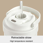 Beige Insulated Mug 500ml with Straw 