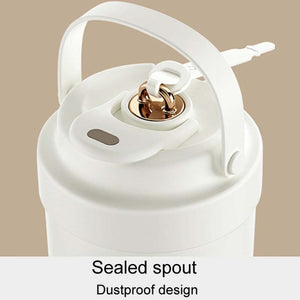 Beige Insulated Mug 500ml with Straw 