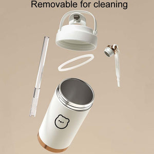 Beige Insulated Mug 500ml with Straw 