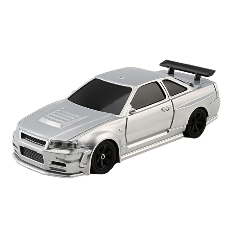Mini 4WD RC Car Silver GTR 1:43 – 15km/h, Gyroscope, Silver