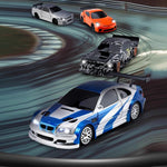 Mini 4WD RC Car Silver GTR 1:43 – 15km/h, Gyroscope, Silver