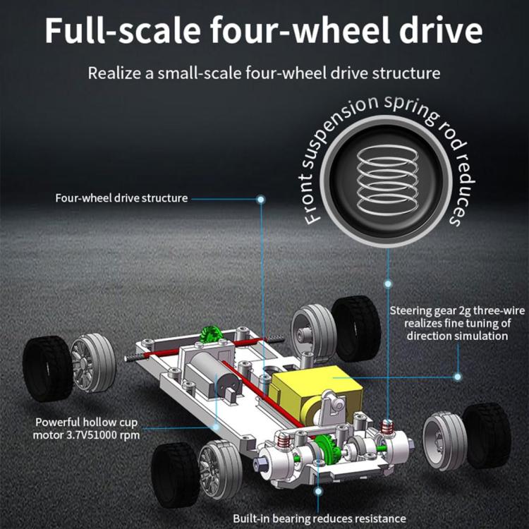 Mini 4WD RC Car Silver GTR 1:43 – 15km/h, Gyroscope, Silver