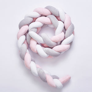 White Grey Pink Crib Bumper 2M